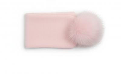 ML0503-0627-P Pink Warm Thick Knitted Headband with Pom