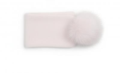 ML0503-0627-W White Knitted Headband with Pom