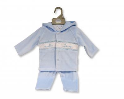 My Little Chick BW-13-395 5035320133959 ML13-395S Smocked Velour "Cuddles" 3 Piece Set (NB-6 months)