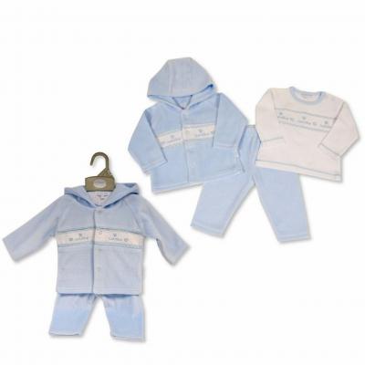 My Little Chick BW-13-395 5035320133959 ML13-395S Smocked Velour "Cuddles" 3 Piece Set (NB-6 months)