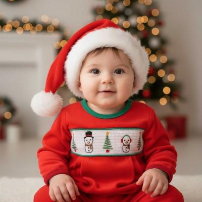 ML13-397-R   Smocked "Snowman" Velour All in One  (Newborn - 6m)