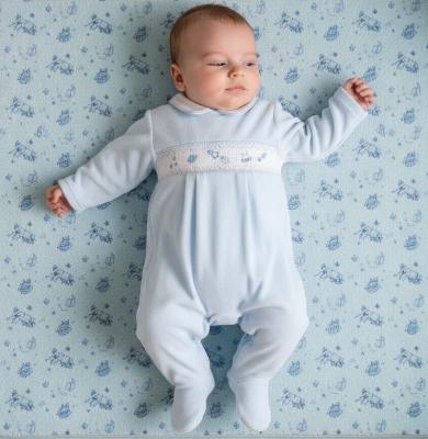 ML13-426S Smocked Velour "Space" All In One (NB-6 months)