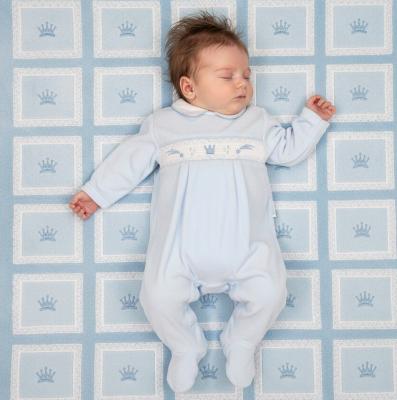 ML13-427S Smocked Velour "Prince" All In One (NB-6 months)