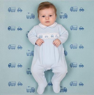 ML13-429S Smocked Velour "Vehicles" All In One (NB-6 months)