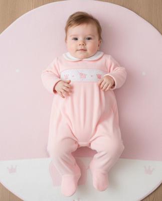 ML13-432P Smocked Velour "Elephant" All In One (NB-6 months)