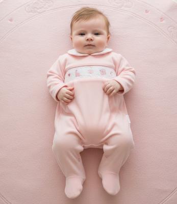 ML13-434 Smocked Velour "Rainbow" All In One (NB-6 months)
