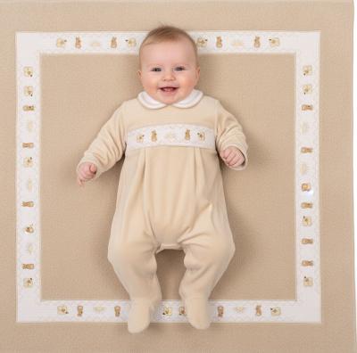 ML13-441T Smocked Velour "Rabbit" All In One (NB-6 months)
