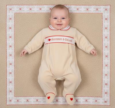 ML13-442T Smocked Velour "I Love" All In One (NB-6 months)