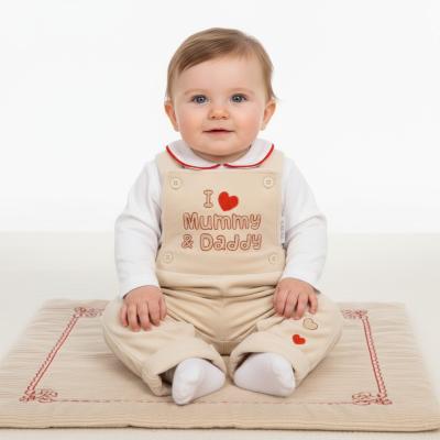 ML13-443To Velour "I Love" Dungaree Set (NB-3 months)