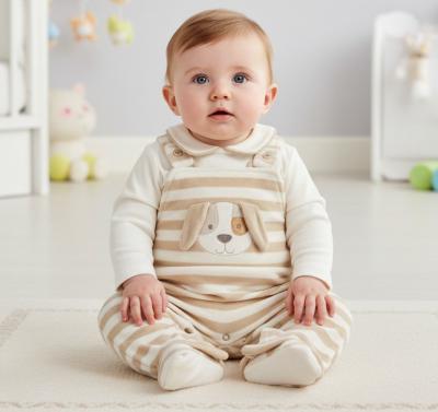ML13-446T Velour "Puppy" Dungaree Set (NB-6 months)