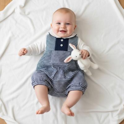 ML2020-2495N  Dogtooth Dungaree Set  (NB-6 months)