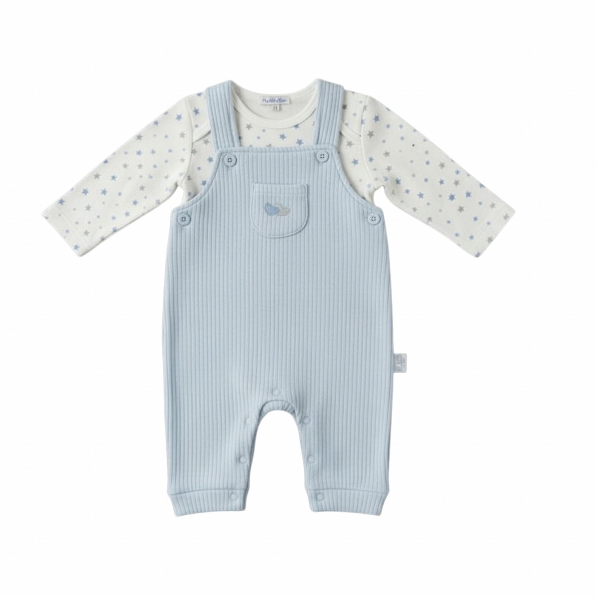 My Little Chick BIS-2020-2511 5035320025117 ML2020-2511S Stars Quilted Dungaree Set (NB-6m)