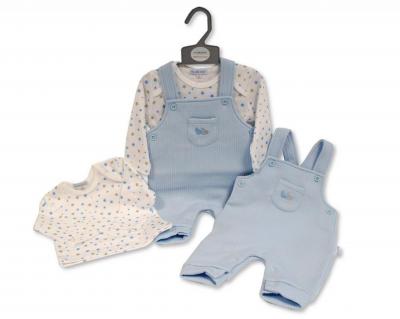 My Little Chick BIS-2020-2511 5035320025117 ML2020-2511S Stars Quilted Dungaree Set (NB-6m)