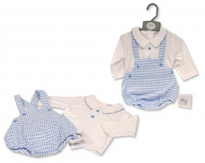 My Little Chick BIS-2020-2578 503532005780 ML2020-2578S Dogtooth Short Dungaree Set (NB-6 months)
