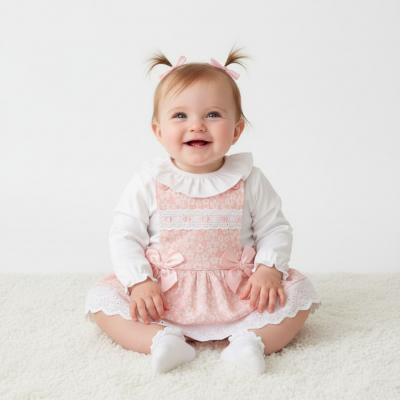 ML2020-2629  Floral Jam Pant Pinafore  Set  ( NB - 9  months)