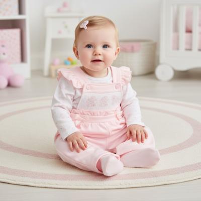 ML2020-2693 Smocked Bows & Elephant Dungaree Set (Nb-6 months )