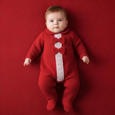 ML2020-2706R Textured Lace and Bow All In One (NB-6 months)
