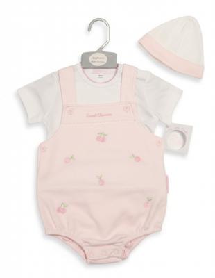 ML2099-2204P  "Sweet Cherries" Short Dungaree Set  (NB-6 Months)
