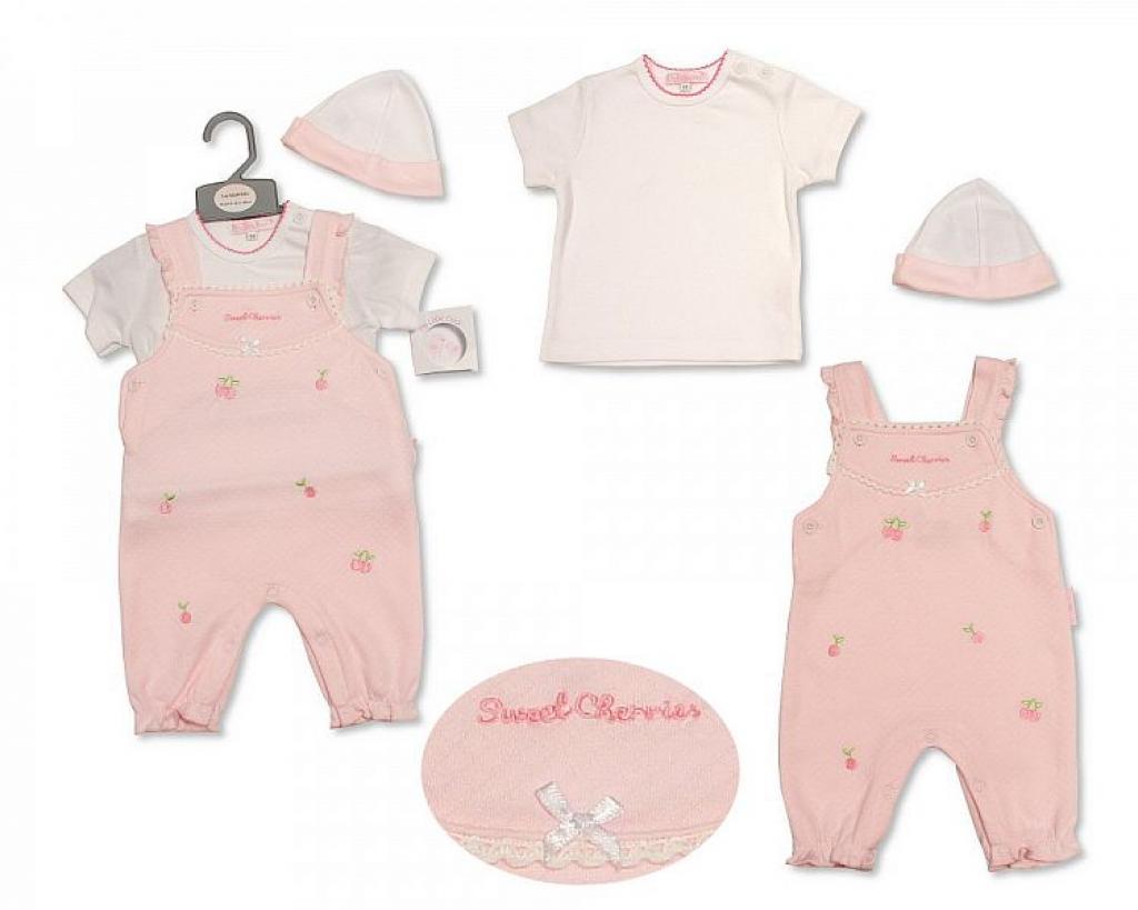 My Little Chick BIS-2099-2205 5035320422053 ML2099-2205 "Sweet Cherries" Dungaree Set (NB-6 Months)