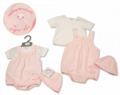 My Little Chick BIS-2100-2250 5035320422503 ML2100-2250P Pointelle "Panda" Dungaree Set (NB - 6m)