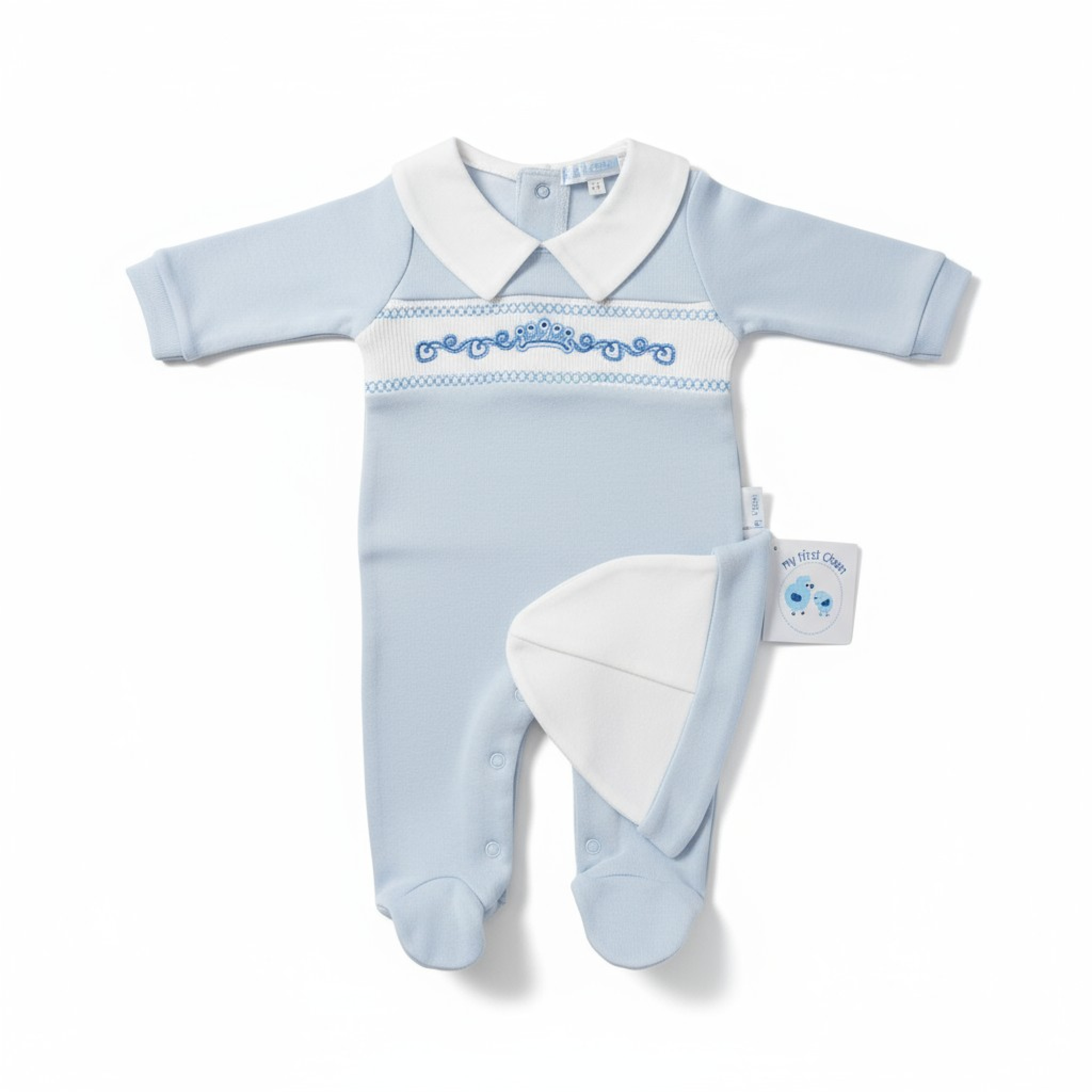 My Little Chick 2120-6076 5035320060750 ML2120-6075-S Smocked "Crown" All In One Set (NB-6m)