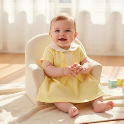ML2120-6124-Y  Bow and Lace Dress  (Newborn - 6 months)