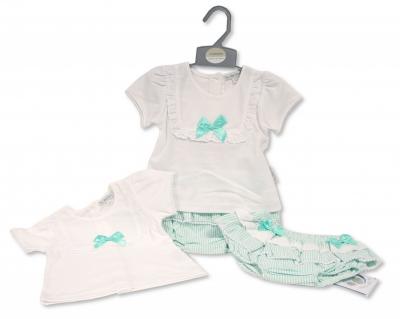 My Little Chick 2120-6208 5035320162089 ML2120-6208G "Bow and Lace" Jam Pants Set (Newborn - 6 months)