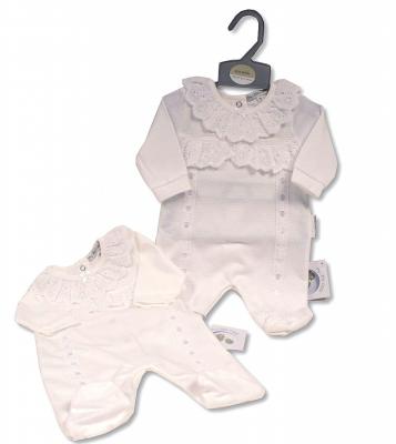 My Little Chick 2120-6211 5035320112114 ML2120-6211-W White "Lace and Ribbon" All In One (NB-6m)