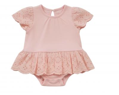 ML2120-6215-P  Pink "Broderie Anglaise" Bodysuit Dress  (NB-9m)