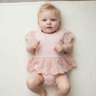 ML2120-6215P  Pink "Broderie Anglaise" Bodysuit Dress  (NB-9m)