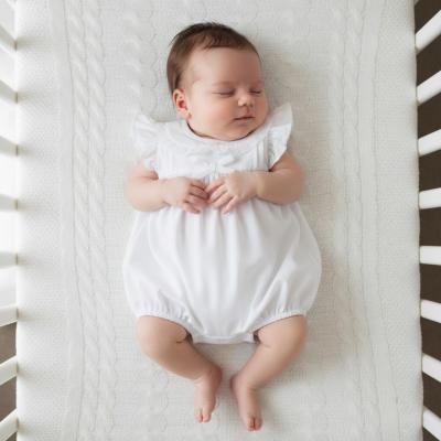 ML2120-6257-W  Lace and Bow Romper  (NB-6m)