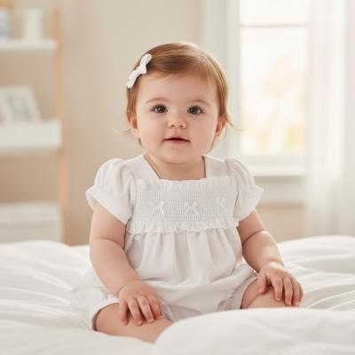 ML2120-6259-W  Smocked Bow Romper  (NB-6m)