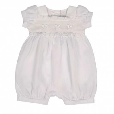 ML2120-6259W  Smocked Bow Romper  (NB-6m)