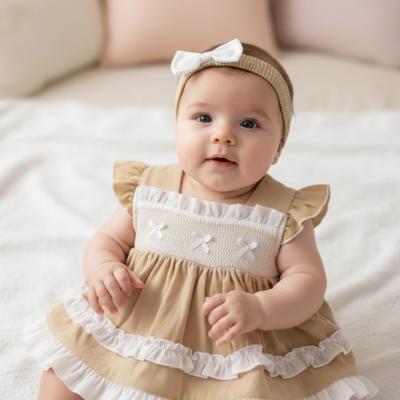 ML2120-6261-T  Smocked "Ruffle" Dress and Pants set  (Nb-6m)