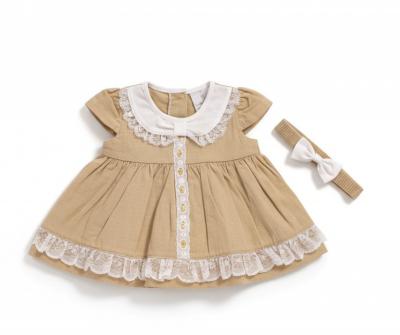 ML2120-6262  Linen  "Lace" Dress Set  (Nb-6m)