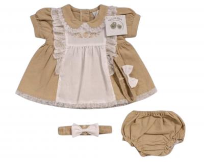 ML2120-6277T  Linen "Lace and Rose" Dress Set  (6-24m)