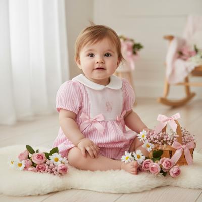 ML2120-6285-P  Striped "Bunny" Romper  (Newborn - 6 months)