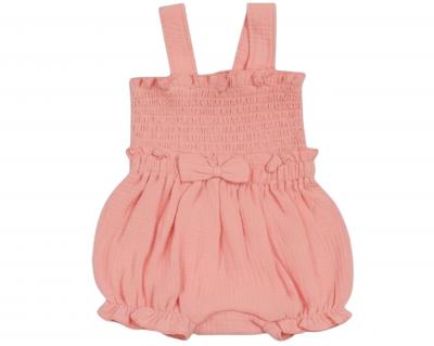 ML2120-6294P  Smocked "Bows" Muslin Romper  (Newborn - 6 months)