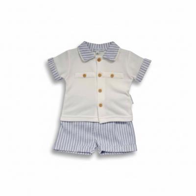 ML2120-6305B  Oxford Stripe Shorts Set  (NB-6 months)