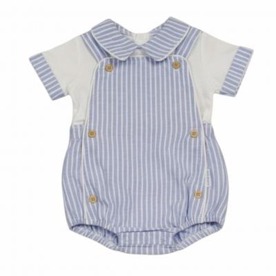 ML2120-6308S  Oxford Stripe Short Dungaree Set  (NB-6 months)