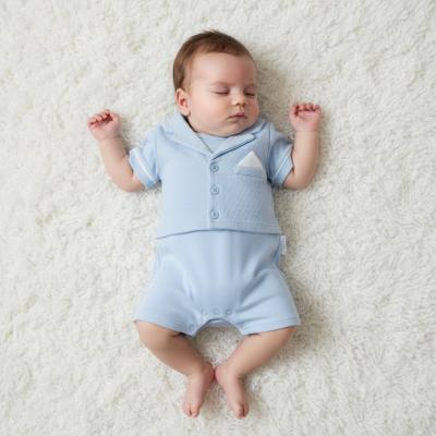 ML2120-6316-S  Dobby Dot Faux Jacket Romper  (NB-6 months)