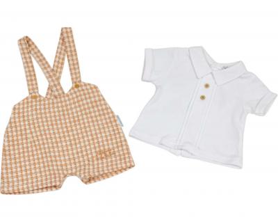 ML2120-6319T  "Welcome" Dogtooth Dungaree Set  (NB-6 months)