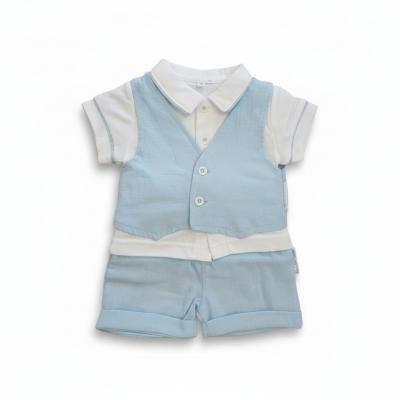 ML2120-6330  Linen Waistcoat 3 Piece Shorts Set  (NB-6 months)