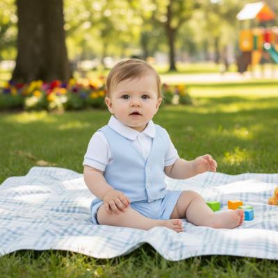 ML2120-6330  Linen Waistcoat 3 Piece Shorts Set  (NB-6 months)