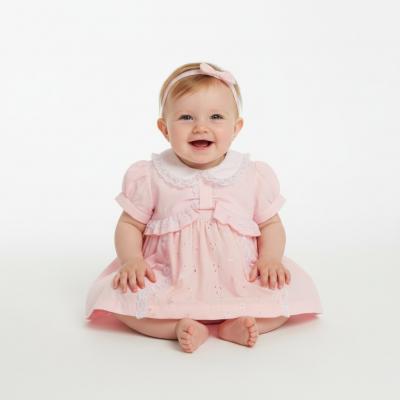 ML2120-6358p  Ruffles and Lace Dress Set  (Newborn - 6 months)