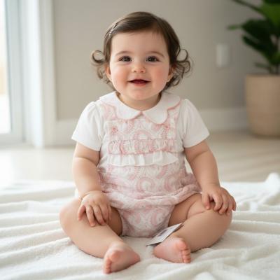 ML2120-6410 Dungaree Paisley Romper Set ( Newborn- 9 months)