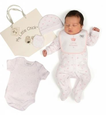 ML25-1345P  "Princess" 5 Piece Layette Set & Bag  (0-6m)