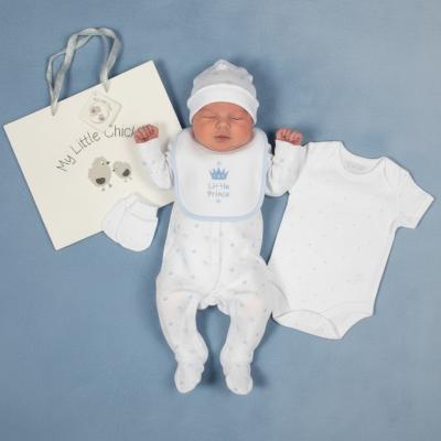 ML25-1349 "Prince" 5 Piece Layette Set & Bag (0-6m)