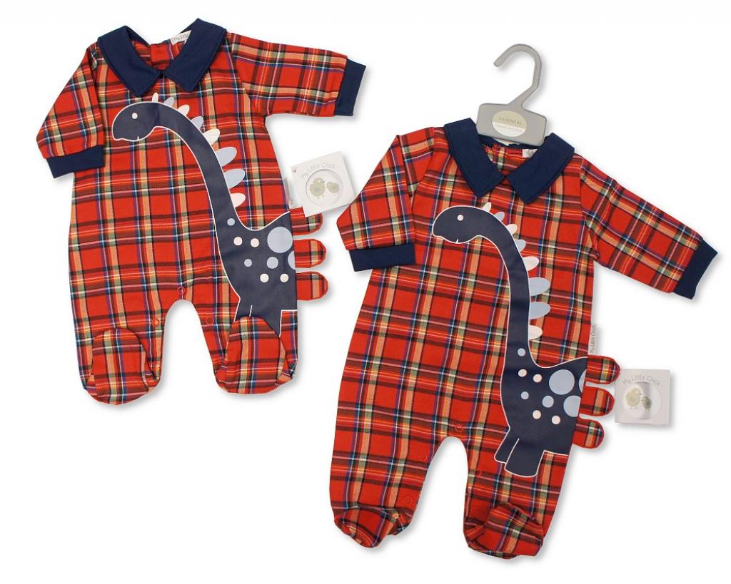My Little Chick BIS-2020-2402 5035320424026/3/0 ML2020-2402 Tartan "Dinosaur" All In One (NB - 6 months)