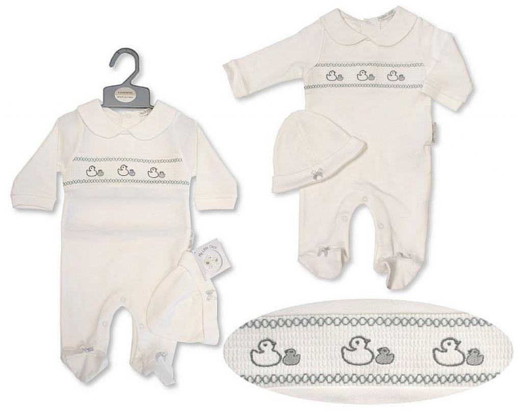 My Little Chick 2120-6077 5035320060774 ML2100-6077 Smocked "Ducks" All In One Set (NB-6m)